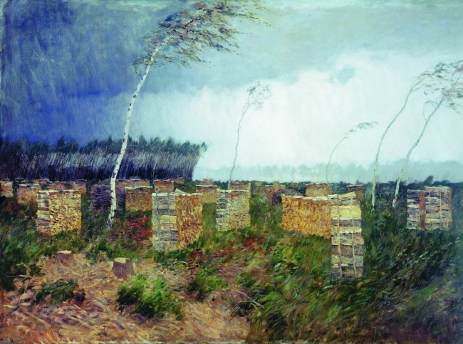 И.И. Левитан "Буря. Дождь" - описание картины