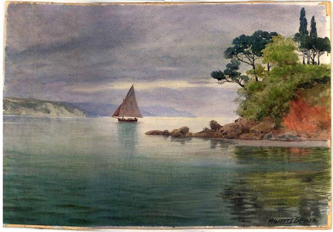 Сочинение по картине: Бенуа - "Парусник на реке"