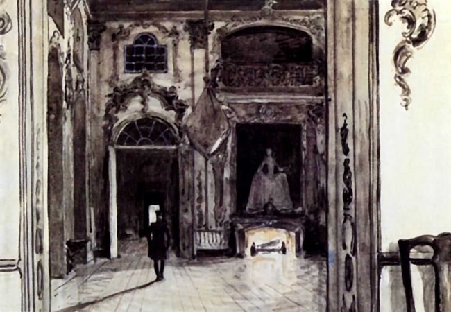 Сочинение по картине: Бенуа - "Герман в доме графини. Иллюстрация к «Пиковой даме» Пушкина"