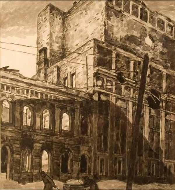Сочинение по картине: Бобышов - "Здание Театра драмы в городе Калинине, разрушенное немецко-фашистской армией в 1941 году"