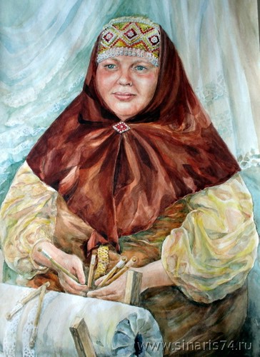 Сочинение по картине: Бокарева - "За коклюшками"