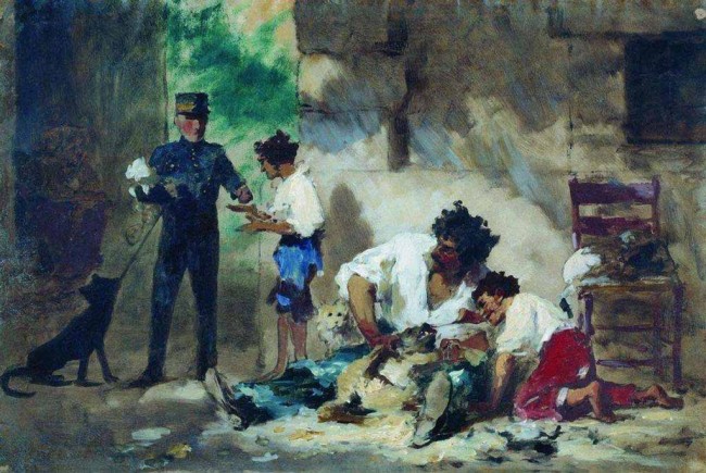 Сочинение по картине: Бронников - "Стрижка собак в Неаполе"