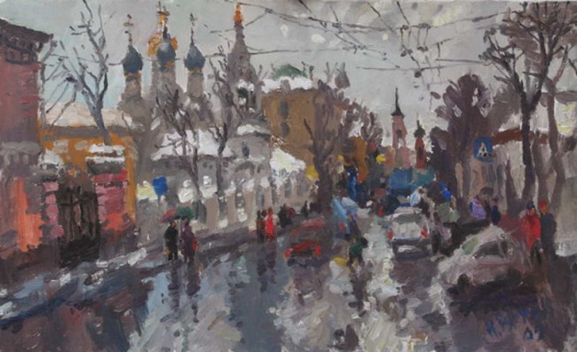 Сочинение по картине: Буртов - "Дождь в январе. Б. Ордынка"