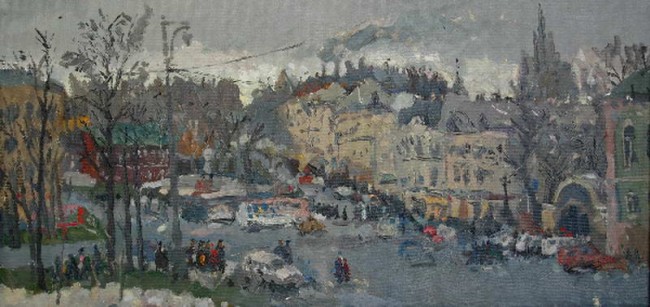 Сочинение по картине: Буртов - "Тургеневская. Серый день"