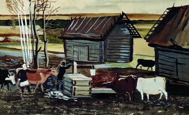 Сочинение по картине: Дейнека - "Осень. Водопой"