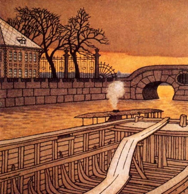 Сочинение по картине: Добужинский - "Петербург. Фонтанка. Летний дворец Петра Первого"