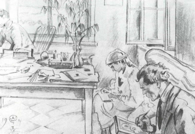 Сочинение по картине: Добужинский - "В икнописной мастерской."