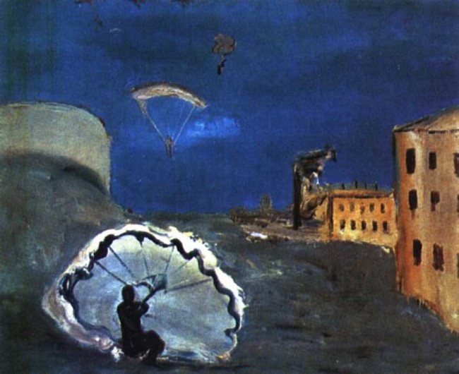 Сочинение по картине: Древин - "Спуск на парашюте (Голубой вариант)"