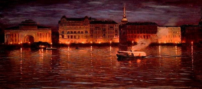 Сочинение по картине: Дубовской - "Набережная Невы вечером"