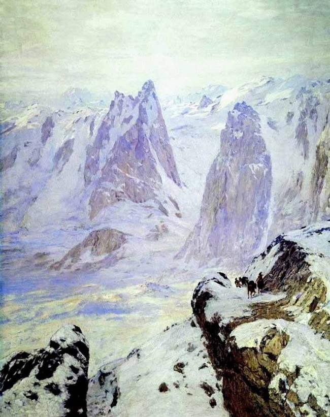 Сочинение по картине: Дубовской - "Сумерки в горах. Альпы"