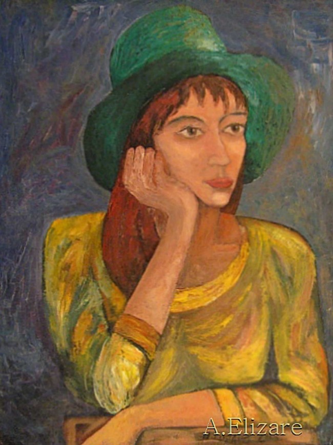 Сочинение по картине: Елизаров - "Портрет девушки в зеленой шляпе"