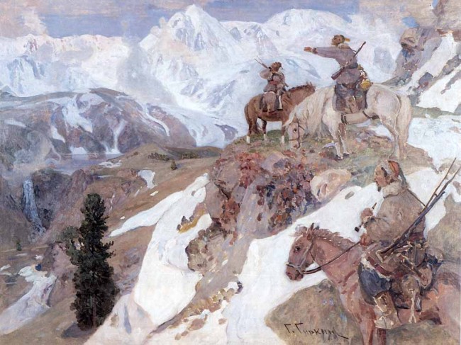 Сочинение по картине: Гуркин - "Алтайцы - охотники в горах"