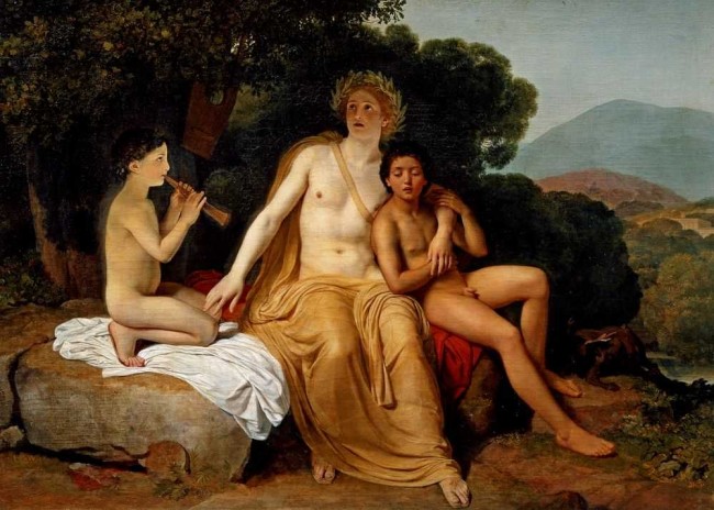 Сочинение по картине: Иванов - "Аполлон, Гиацинт и Кипарис, занимающиеся музыкой и пением"