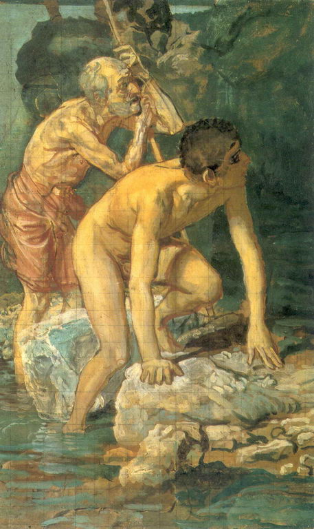 Сочинение по картине: Иванов - "Старик. опирающийся на палку, и мальчик, выходящий из воды"