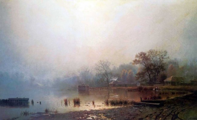 Сочинение по картине: Каменев - "Туман. Красный пруд в Москве осенью"