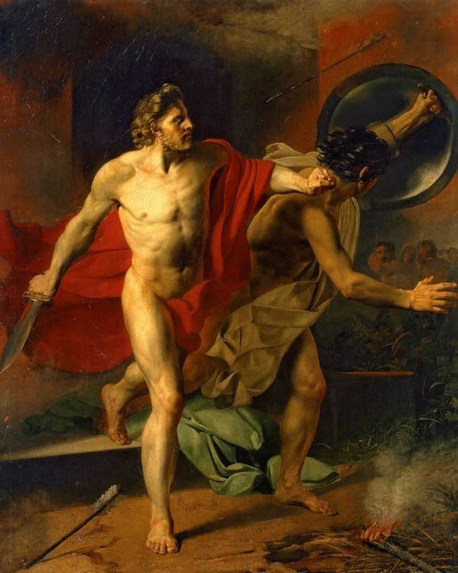 Сочинение по картине: Капков - "Алкивиад и его друг спасаются, выбегая из своего дома, подожженного врагами"