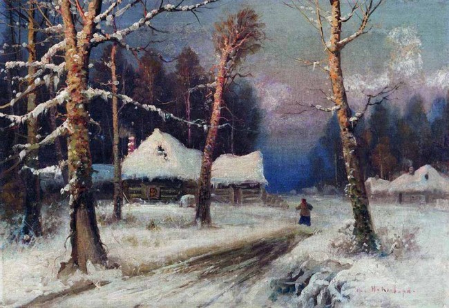 Сочинение по картине: Клевер - "Зимний вечер в деревне"