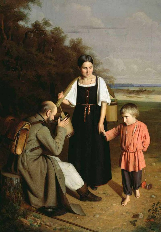 Сочинение по картине: Колесов - "Крестьянка, подающая солдату пить" Сочинение по картине: Колесов - "Крестьянка, подающая солдату пить"