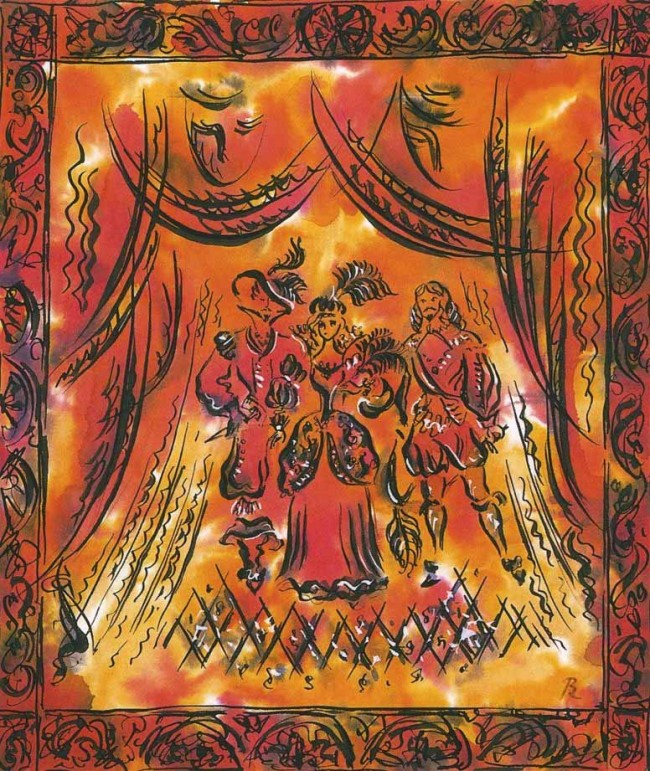 Сочинение по картине: Конашевич - "Театральная сцена с мушкетерами"