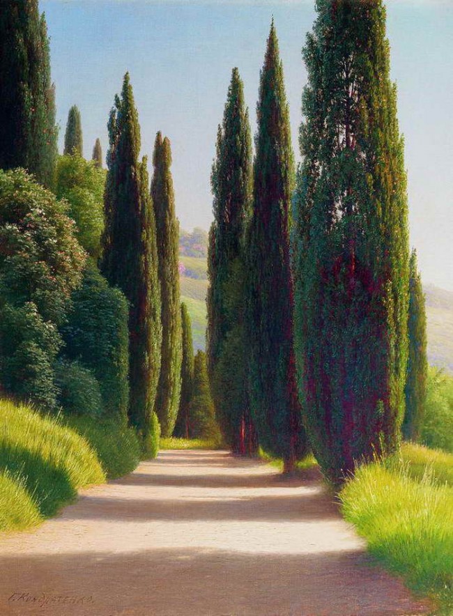 Сочинение по картине: Кондратенко - "Окраина Алупкинского парка. Аллея"