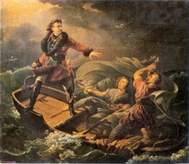 Сочинение по картине: Коцебу - "Подвиг Петра I во время бури"