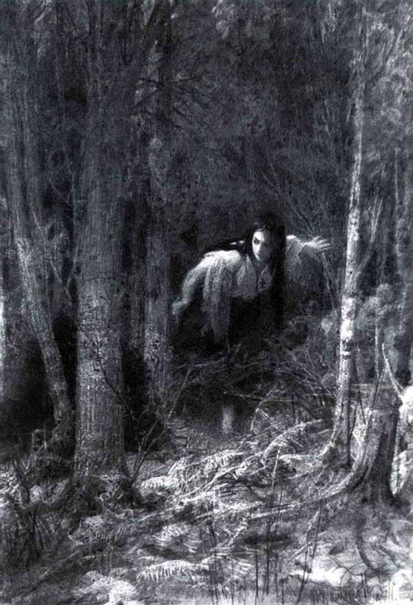 Сочинение по картине: Крамской - "С утра до позднего вечера бродит по темным дубравам"