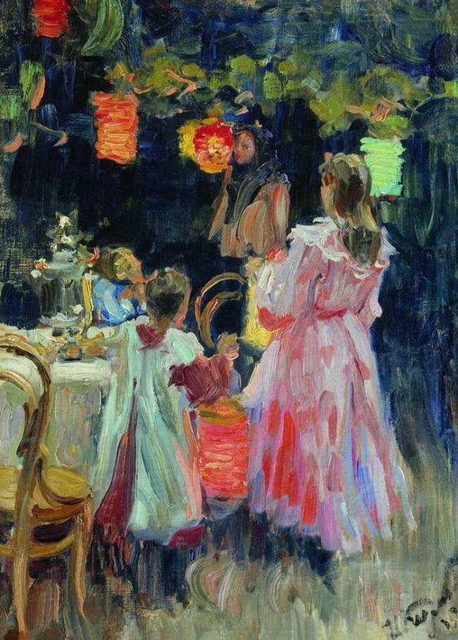 Сочинение по картине: Куликов - "Фонарики в саду"