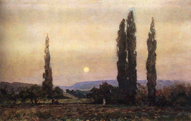 Сочинение по картине: Куприн - "Вечер в окрестностях Бахчисарая. Пейзаж с луной и тополями"