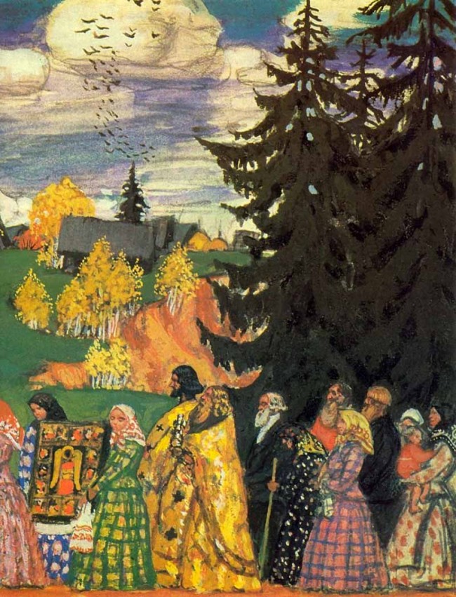 Сочинение по картине: Кустодиев - "Крестный ход"