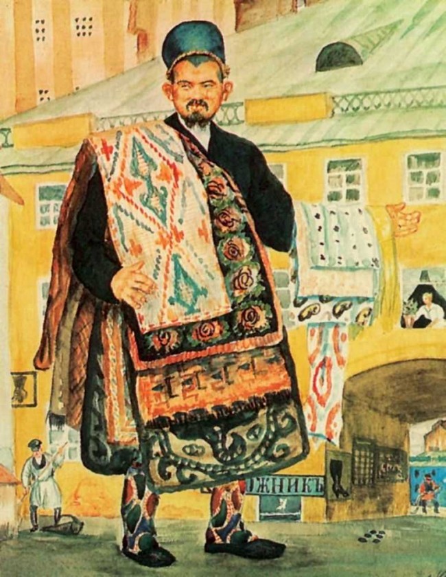 Сочинение по картине: Кустодиев - "Продавец ковров (Татарин)"