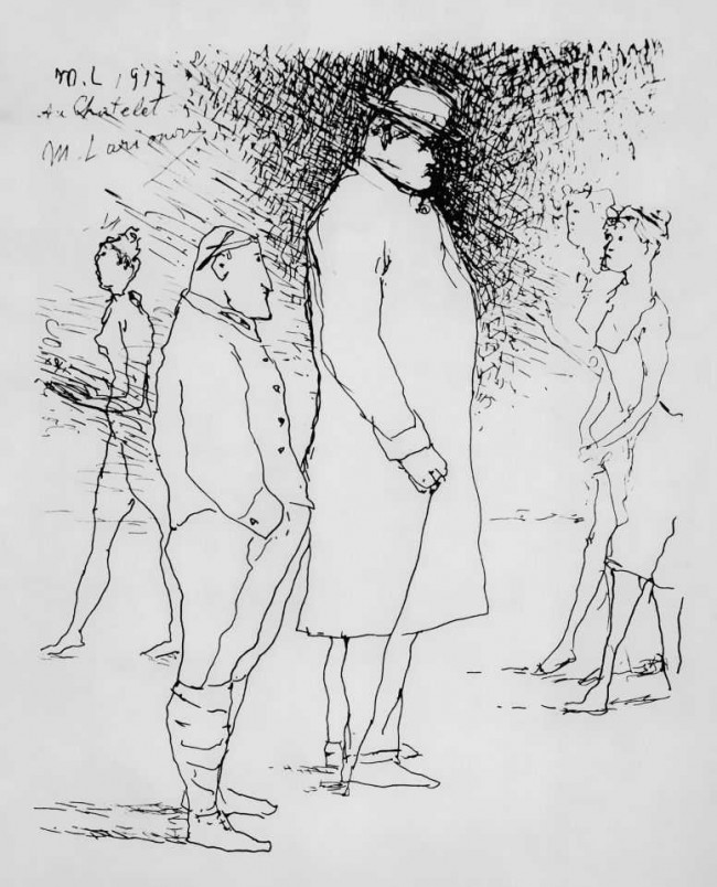 Сочинение по картине: Ларионов - "Аполлинер и Дягилев за кулисами"