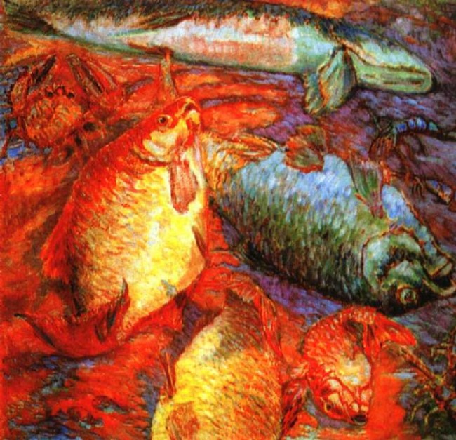 Сочинение по картине: Ларионов - "Рыбы при закате"