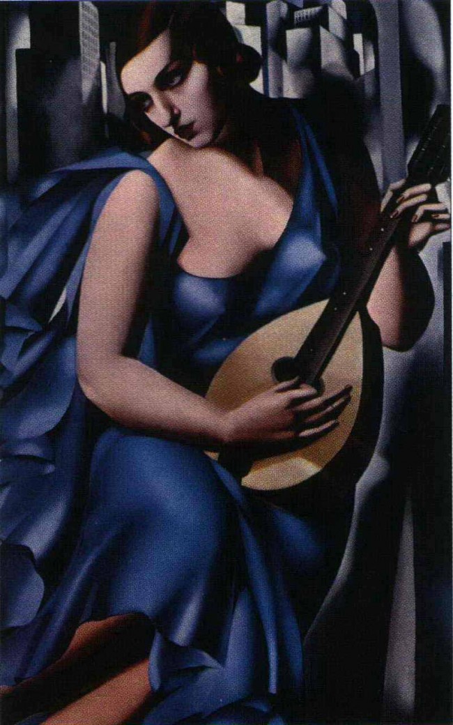 Сочинение по картине: Лемпицка - "Дама в голубом платье с гитарой"