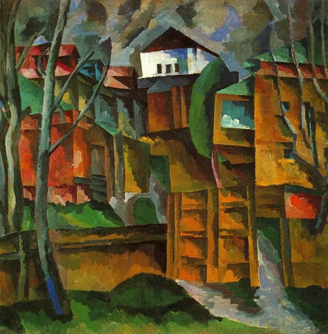 Сочинение по картине: Лентулов - "Пейзаж с желтыми воротами"