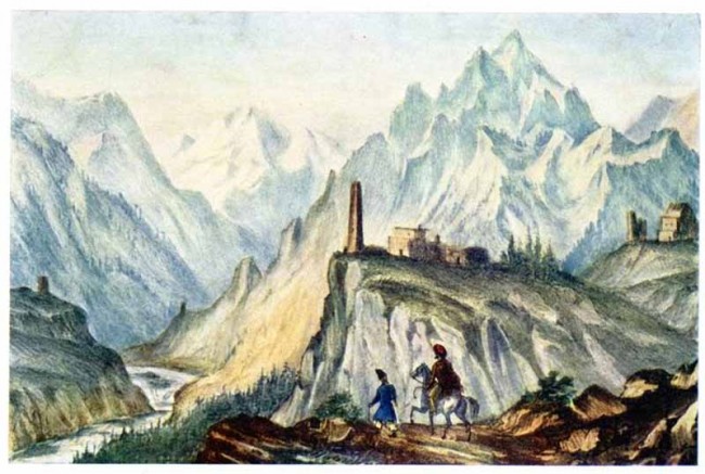 Сочинение по картине: Лермонтов - "Вид Крестовой горы из ущелья близ Коби"