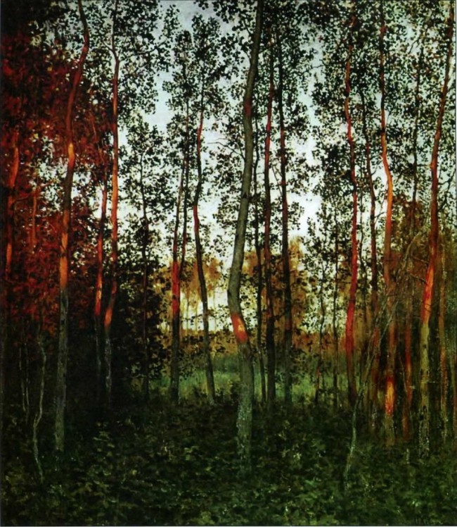 Сочинение по картине: Левитан - "Последние лучи солнца. Осиновый лес"