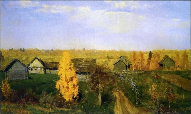 Сочинение по картине: Левитан - "Золотая осень. Слободка"