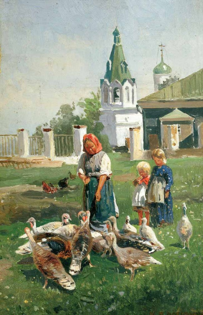Сочинение по картине: Маковский - "Кормление индюшек"