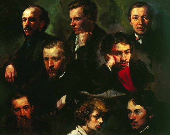 Сочинение по картине: Максимов - "Автопортрет и портреты товарищей"