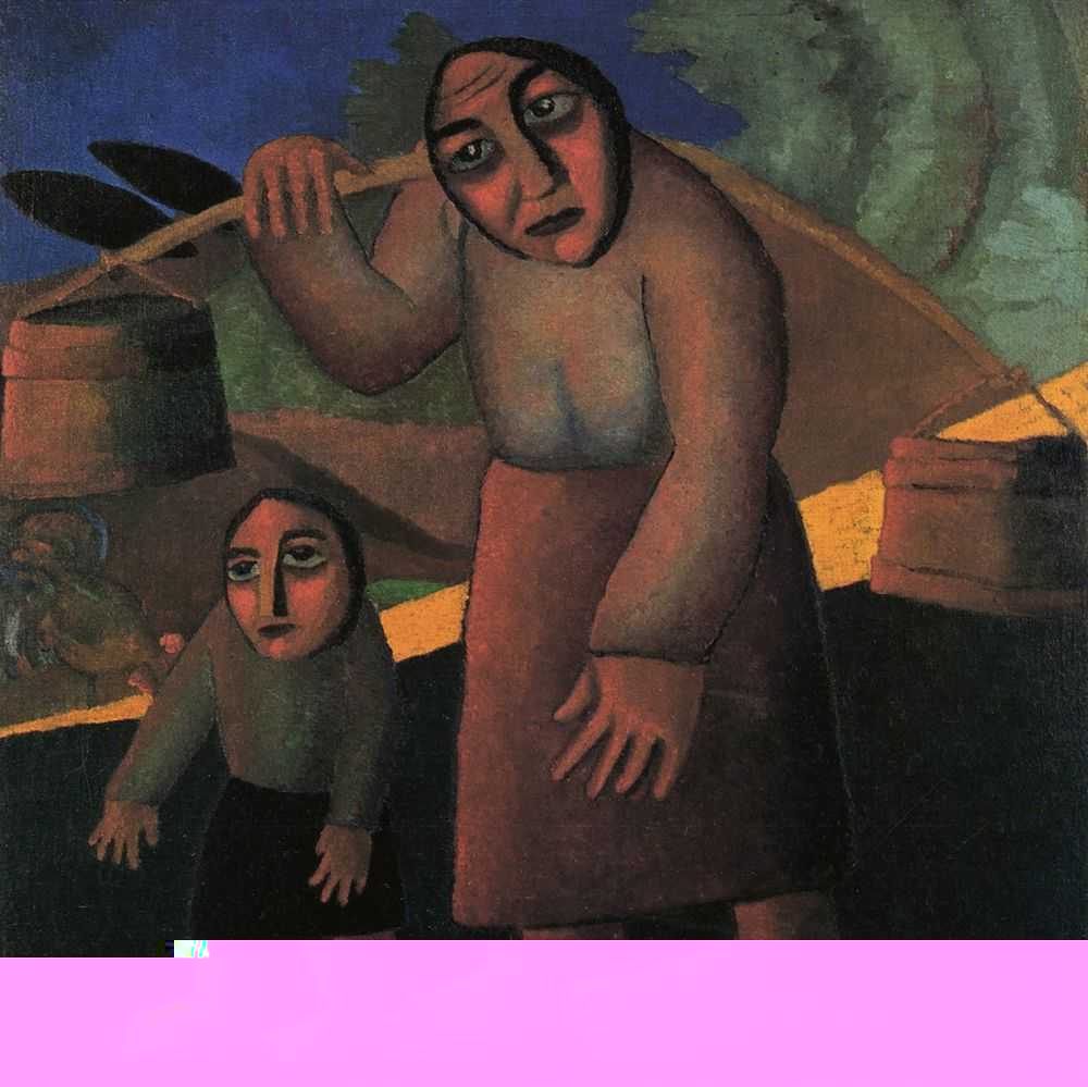 Сочинение по картине: Малевич - "Крестьянка с ведрами и ребенком"
