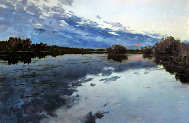 Сочинение по картине: Мирошников - "Закат на р.Чусовой"