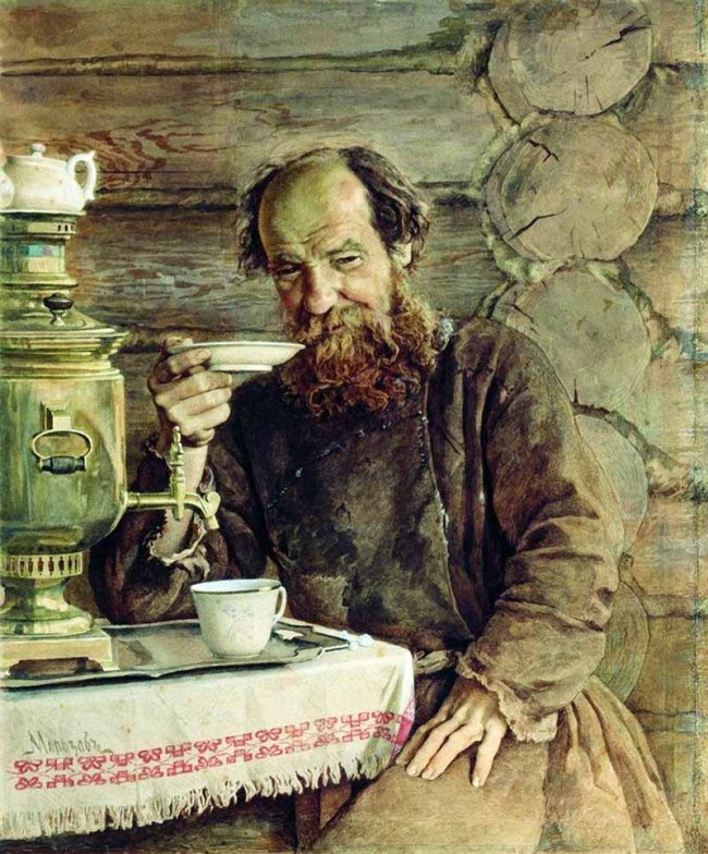 Сочинение по картине: Морозов - "За чаепитием"