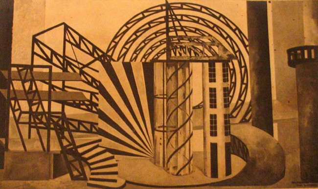 Сочинение по картине: Нивинский - "Макет декораций к спектаклю по пьесе В.М.Киршона Суд"