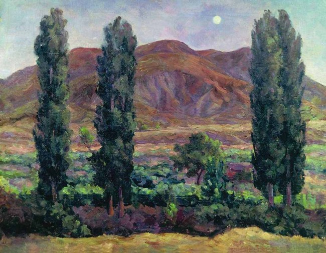 Сочинение по картине: Осмеркин - "Крым. Козы. Вечер. Тополя"