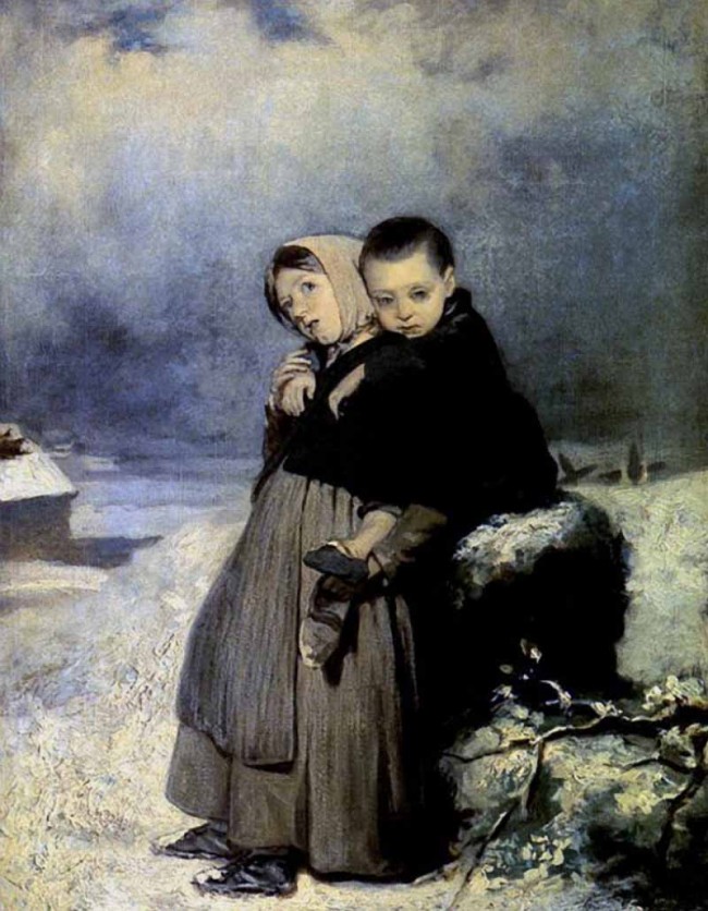 Сочинение по картине: Перов - "Дети-сироты на кладбище"