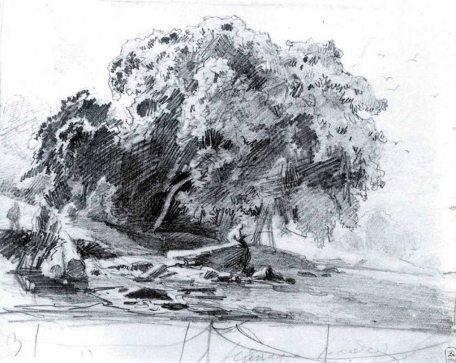 Сочинение по картине: Васильев - "Группа деревьев и рыбак на камне"