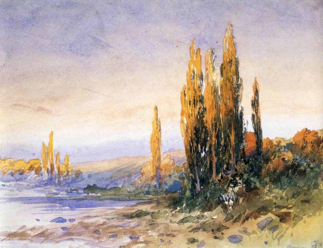 Сочинение по картине: Васильев - "Пирамидальные тополя на берегу озера. Вечер"