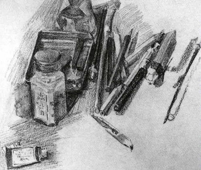 Сочинение по картине: Врубель - "Натюрморт. Художественные принадлежности автора"