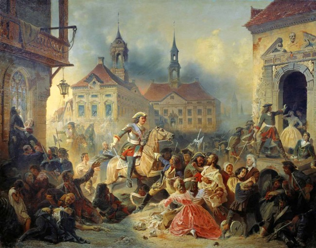 Сочинение по картине: Зауервейд - "Петр I усмиряет ожесточенных солдат при взятии Нарвы в 1704 году"
