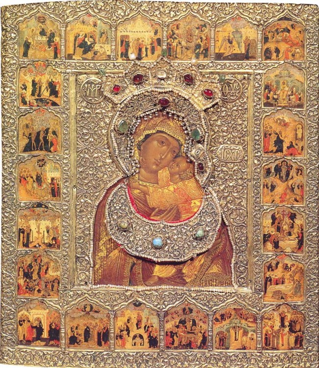 Сочинение по картине: Чирин - "Богоматерь Умиление Владимирская, с праздниками и святыми"
